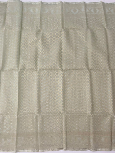Masterpiece Authentic Dhakai Jamdani Muslin Saree from Bangladesh | Handwoven | Light Sage Green | Ships from California